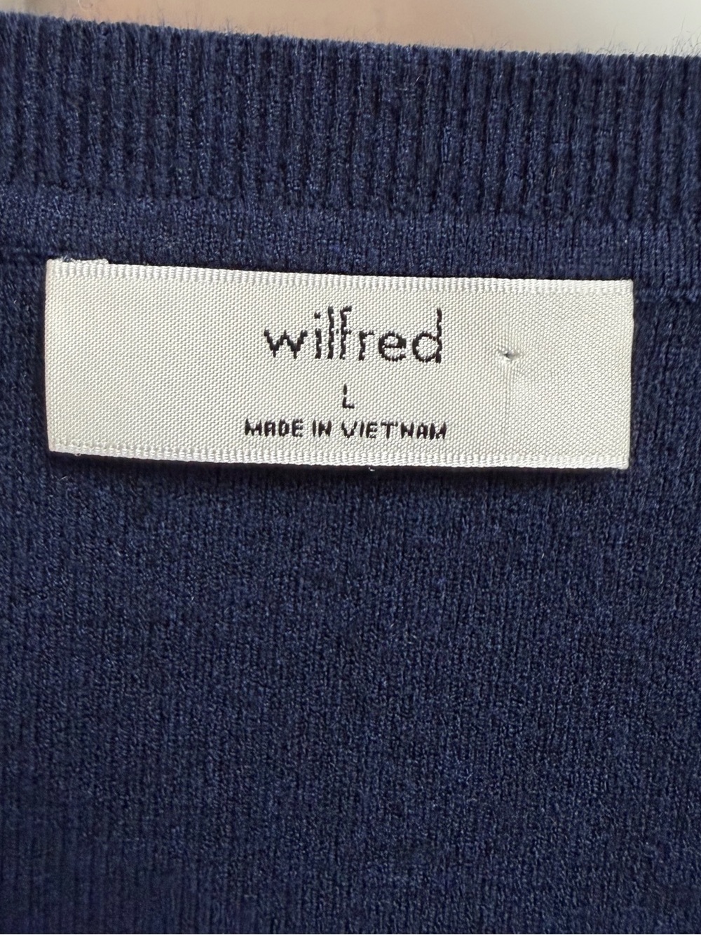 Aritzia Wilfred Shelly Cardigan Navy Blue Scalloped Detail Size Large - Picture 11 of 14